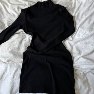 Black Turtle Neck Long Sleeve Dress